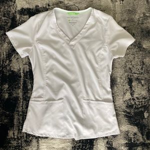 Healing hands white scrub top